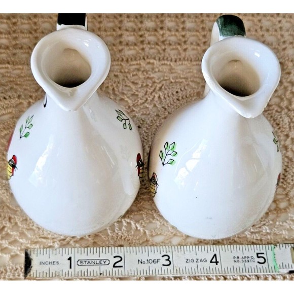 Vintage MCM Ceramic Bottles Rooster Chicken Oil & Vinegar Cruet Set (read) - Picture 8 of 9